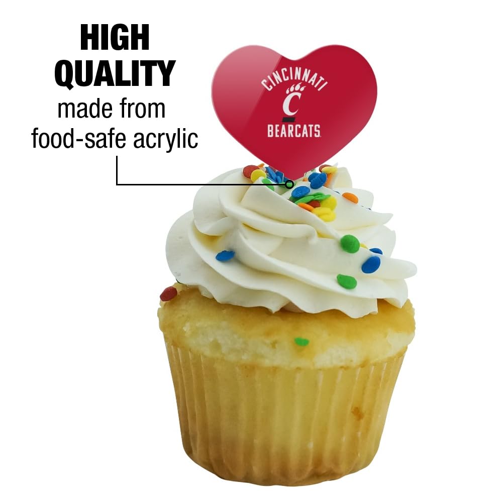 GRAPHICS & MORE Bearcats Logo Cupcake Picks Set of 6 - Acrylic Decoration Toppers