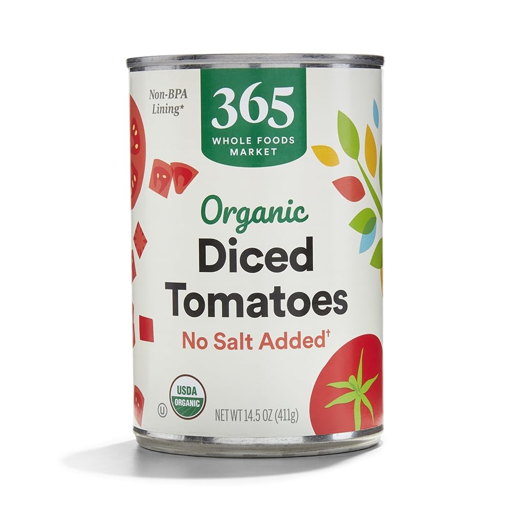 365 By Whole Foods Market, Organic Diced Tomatoes No Salt Added, 14.5 Ounce