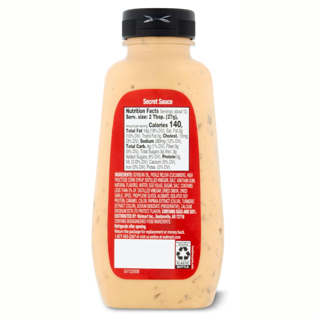 Great Value Secret Sauce For Burgers & Dipping, 12 Fl Oz Squeeze Bottle (2-Pack) Bundle With Litardex Wooden Spork, Clear Dippin
