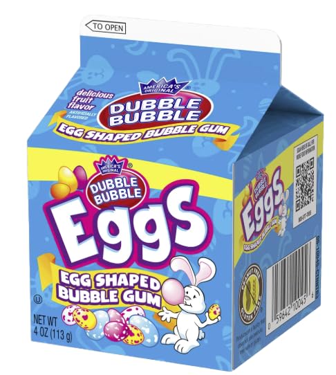 Dubble Buble Easter Eggs Bubble Gum, Fruit Flavored, 4 Oz Box, 2-Pack