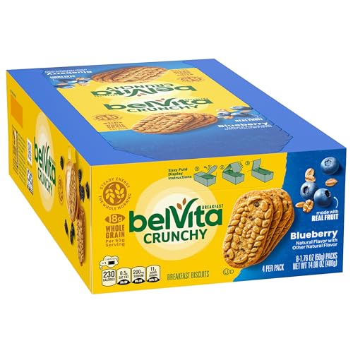 belVita Breakfast Bars Biscuits, Blueberry, 8 Packs (4 Biscuits Per Pack)