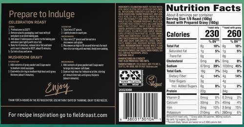Field Roast, Frozen Plant-Based Celebration Roast, Sage & Garlic with Gravy, 2 lb.