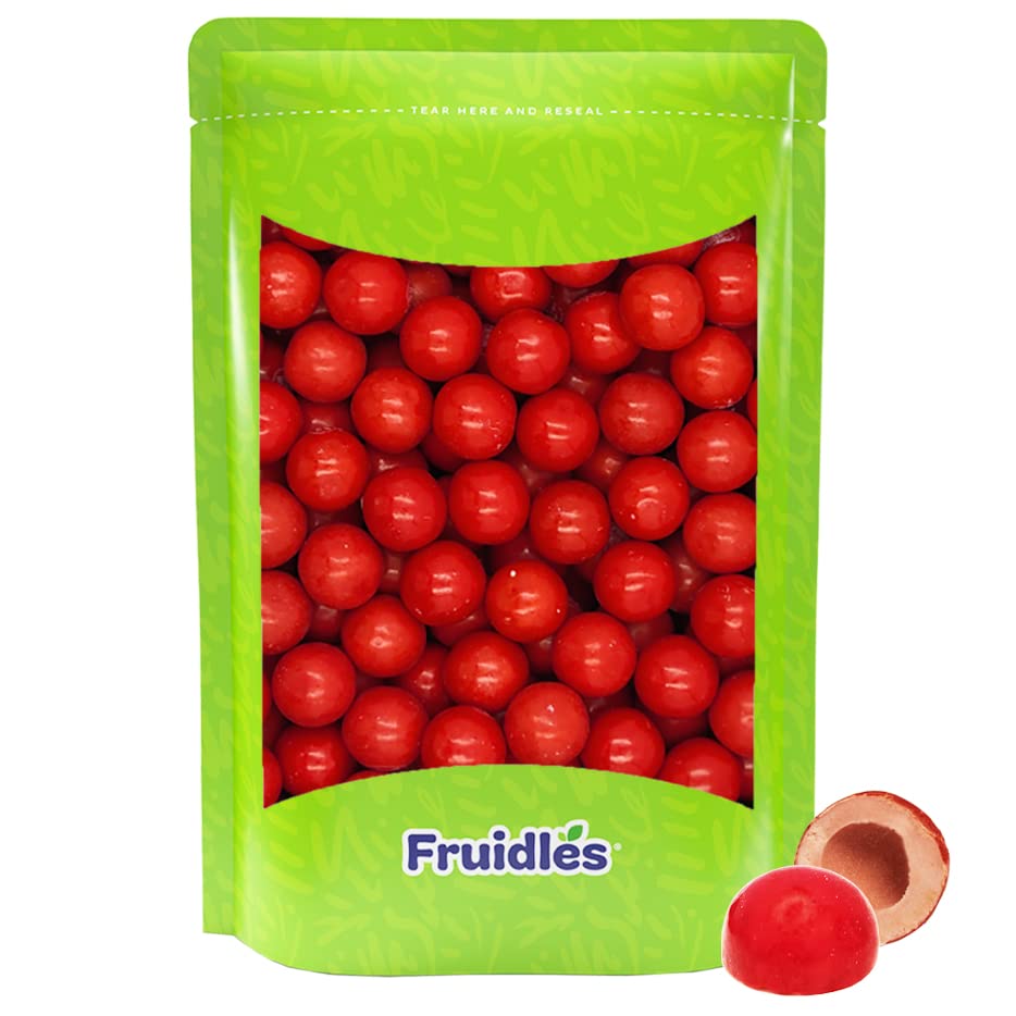 Fruidles Sweet Cherry Gum Balls Fruit Flavored, Candy Buffet Treats, Machine Size Refills, Kosher Certified Parve, 1 Inch (1 Pou