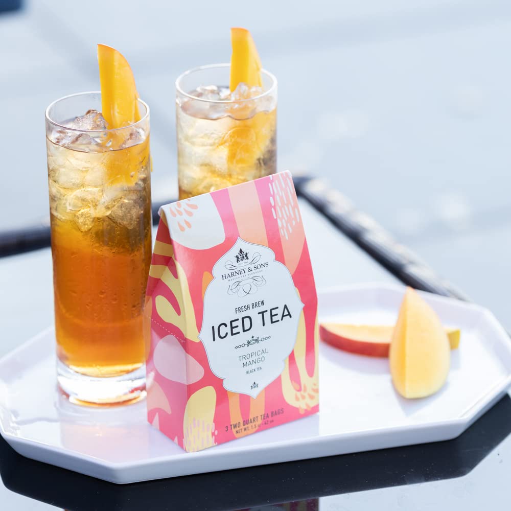 Harney & Sons Fresh Brew Iced Tea Sampler, 4 boxes with 3 bags each, Brews 24 quart of Tea