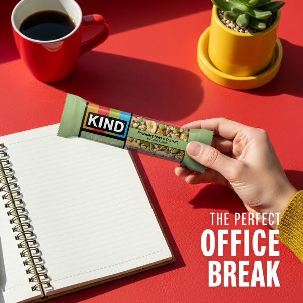 KIND Savory Nut Bars, Rosemary & Sea Salt, Gluten Free, 6g Protein, 6 Count, 1.4 oz, Green/Brown