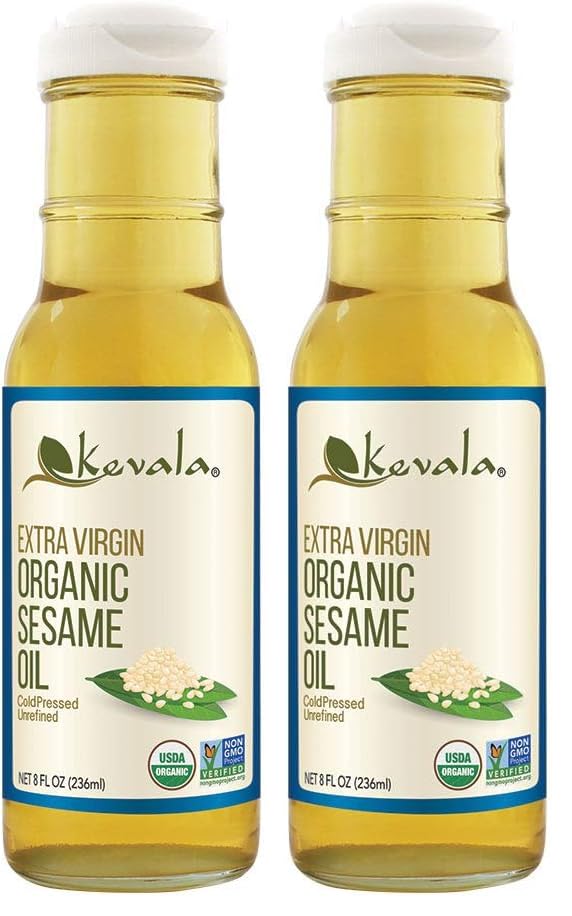 Kevala Extra Virgin Organic Sesame Oil, 8 Fl Oz (Pack of 2)