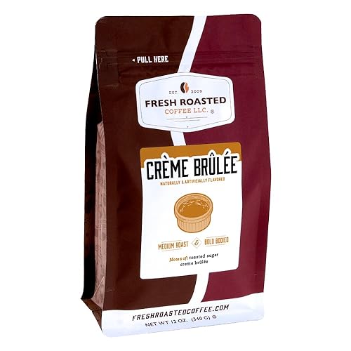 Fresh Roasted Coffee, Crème Brûlée Flavored Coffee, 12 Oz, Medium Roast, Kosher, Whole Bean