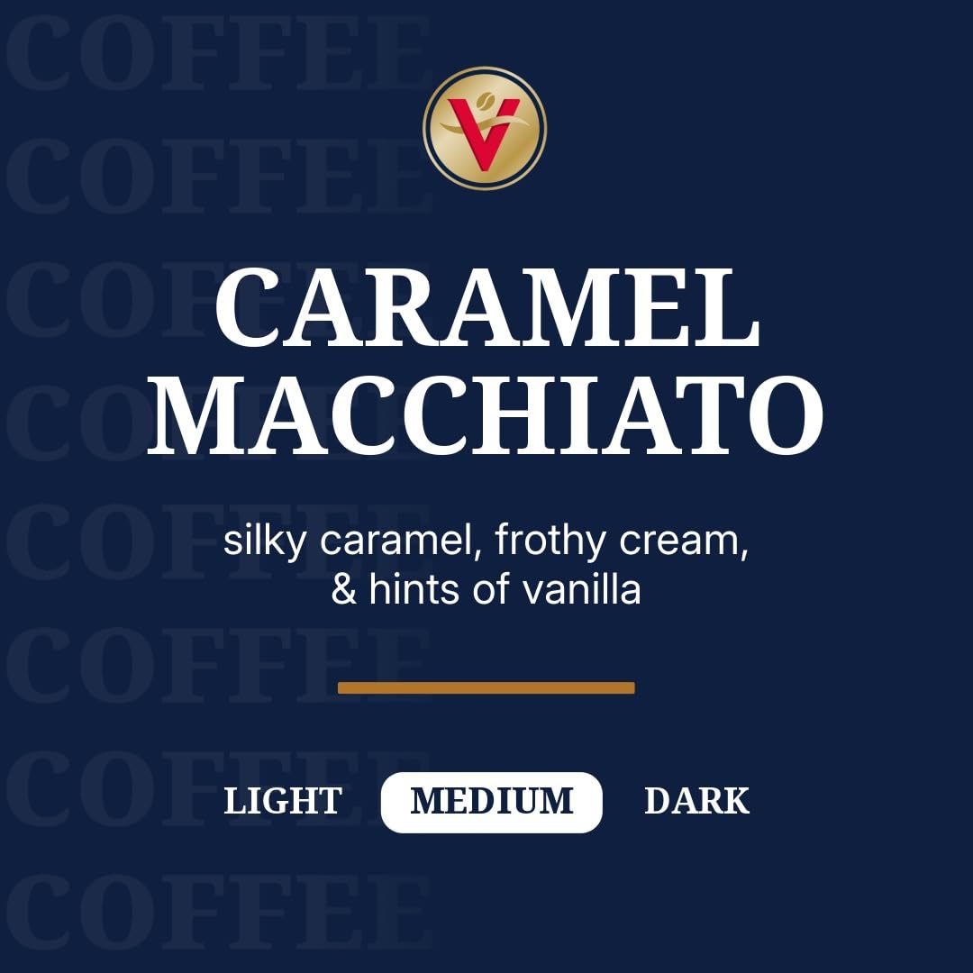 Victor Allens Coffee Caramel Macchiato Flavored Medium Roast Coffee Pods, 42 Count, Single Serve for Keurig, Brown