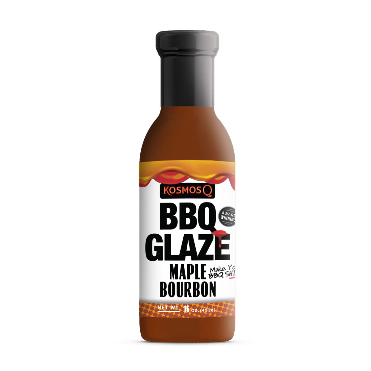 Kosmos Q Maple spirit-inspired flavor BBQ Glaze  Sweet & Sticky BBQ Sauce for Ribs  Chicken  Pork  or Brisket  Competition-Ready Barbecue Glaze with Real Maple Syrup & Kentucky spirit-inspired flavor  American Made  15.5 Oz Bottle