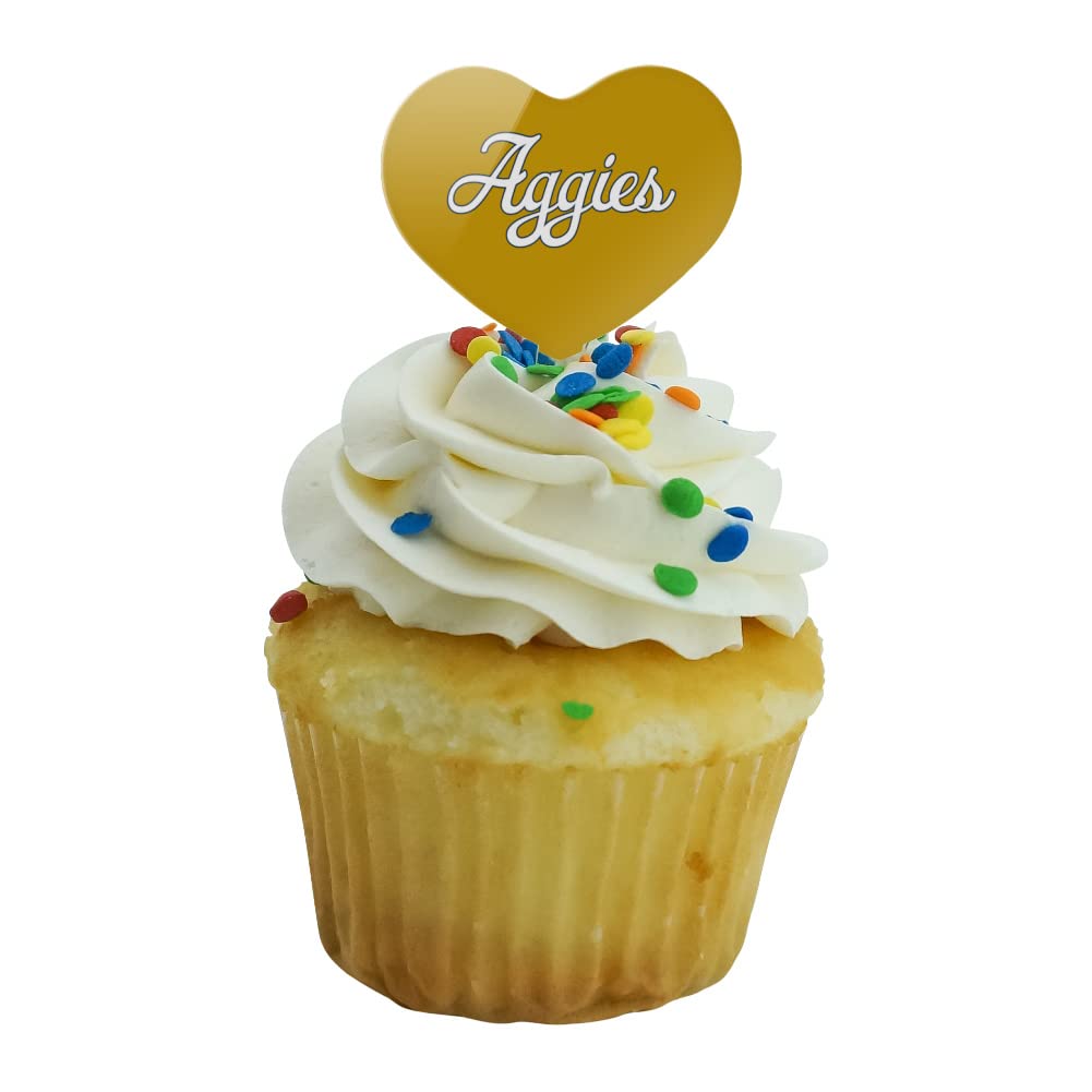 GRAPHICS & MORE Cupcake Picks Set of 6, Acrylic, UC Davis Secondary Logo Heart, One Size