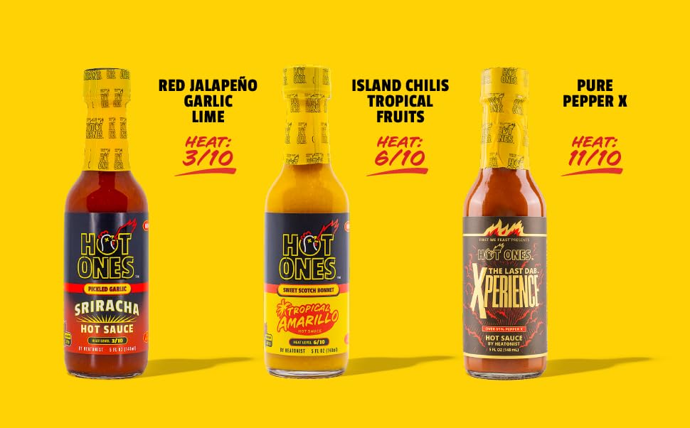 Hot Ones Hot Sauce Challenge - Season 27 - Hot Sauces Gift Sets - Variety Pack - Made with Natural Ingredients - Unique Small Ba