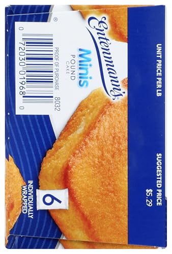 Entenmanns Minis Pound Cakes, Box of Snack Cakes, 9.25 oz, 6 Count