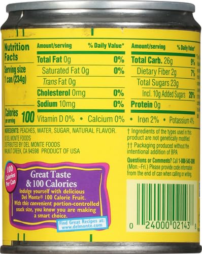 Del Monte Canned Sliced Peaches in Extra Light Syrup, 8.25 Ounce