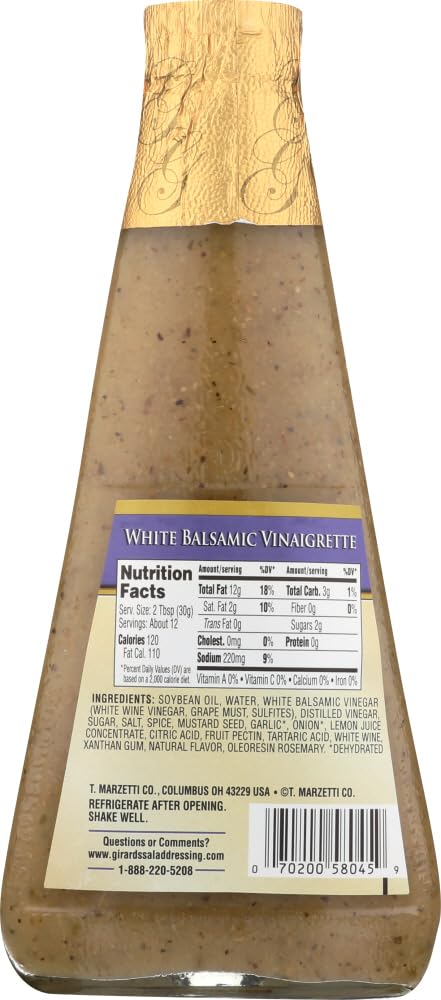 Girards White Balsamic Vinaigrette Dressing, 12 Ounce