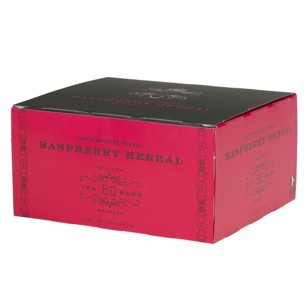 Harney & Sons Herbal Tea - Raspberry, Caffeine-Free, 50 Tea Bags, Red, Model 16122