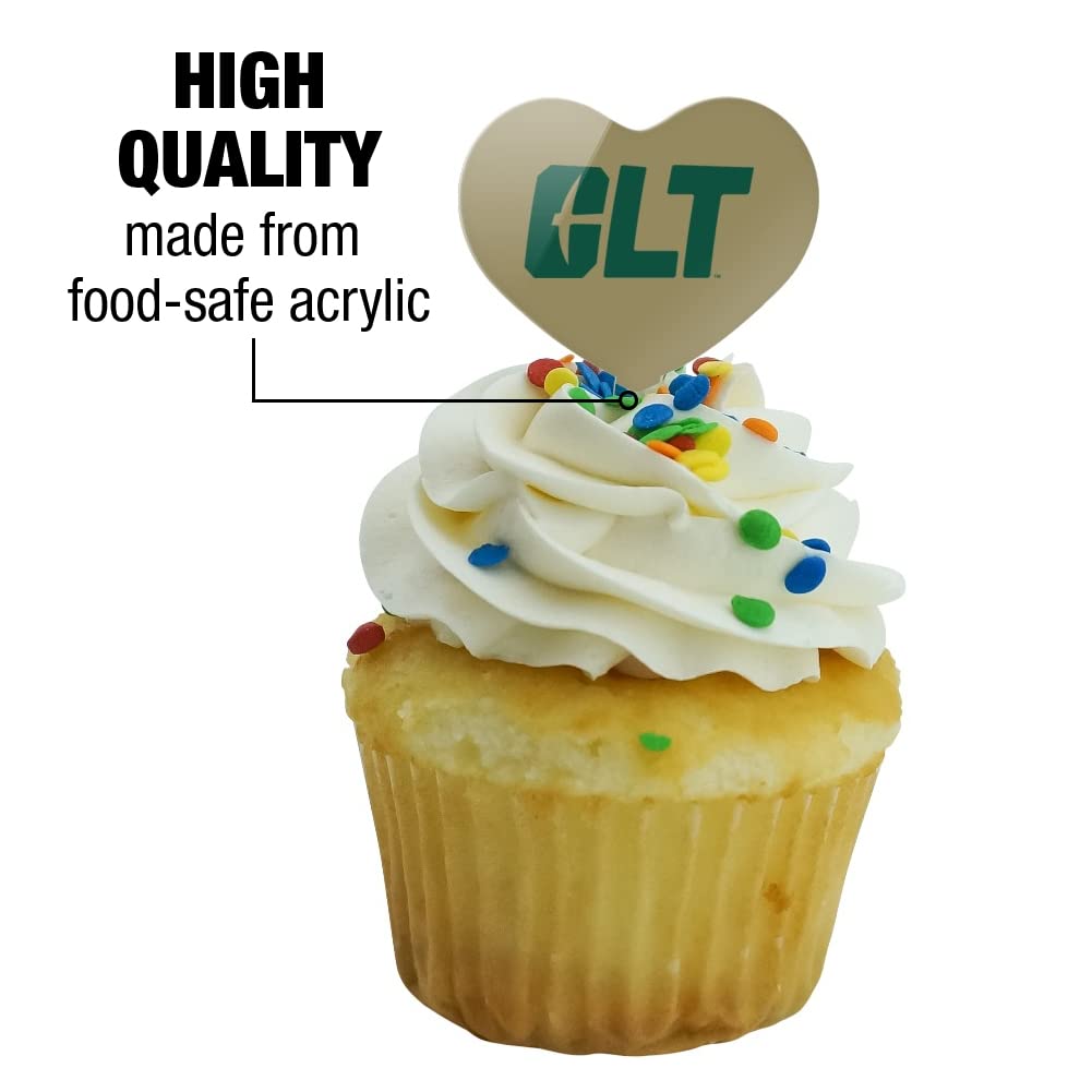 GRAPHICS & MORE Cupcake Picks Set of 6 - Acrylic Heart Toppers - UNC Charlotte - One Size