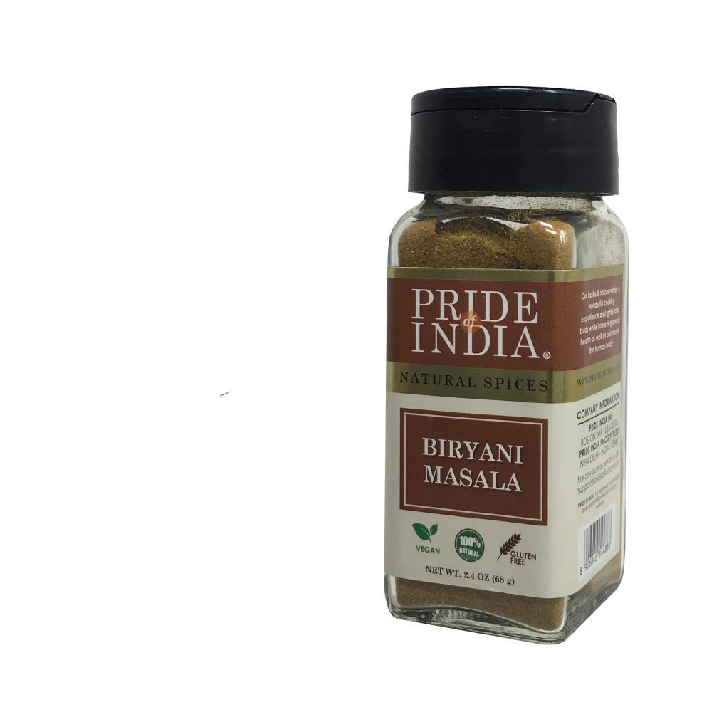 Pride Of India - Indian Biryani Masala Seasoning Spice - 2.40 Oz. Small Dual Sifter Bottle - Gourmet Spice Blend - Ideal For Lay