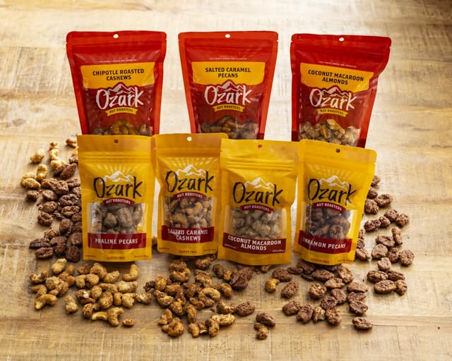 OZARK NUT ROASTERS, Salted Carmel Cashews, Flavored Snack Nuts, World-Class Gourmet Candied Peanuts, 3 Ounces Resealable Pack