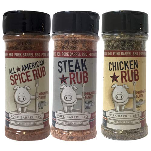 Pork Barrel BBQ Seasoning & Rub Variety Pack – Gluten-Free, Zero Calorie – 3 Piece Assortment