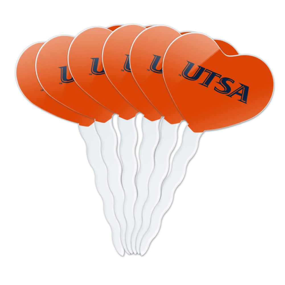 GRAPHICS & MORE Cupcake Picks Set of 6, Acrylic, Heart Love Decoration, University of Texas at San Antonio