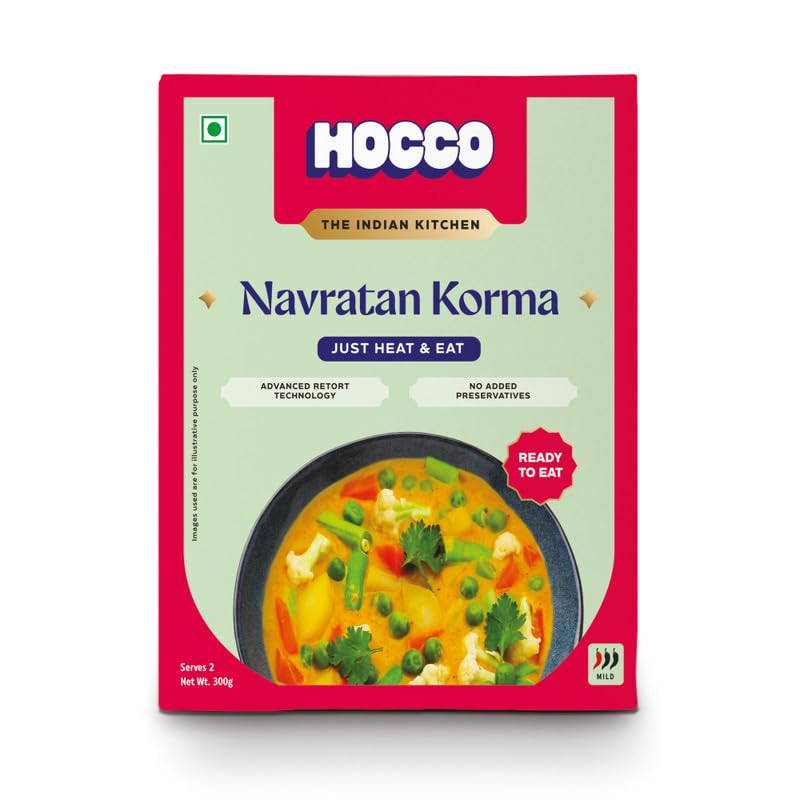 HOCCO Navratna Korma Ready To Eat | Just Heat & Eat | Instant Mix Vegetarian with No Added Preservative & Colours | Meal Ready I