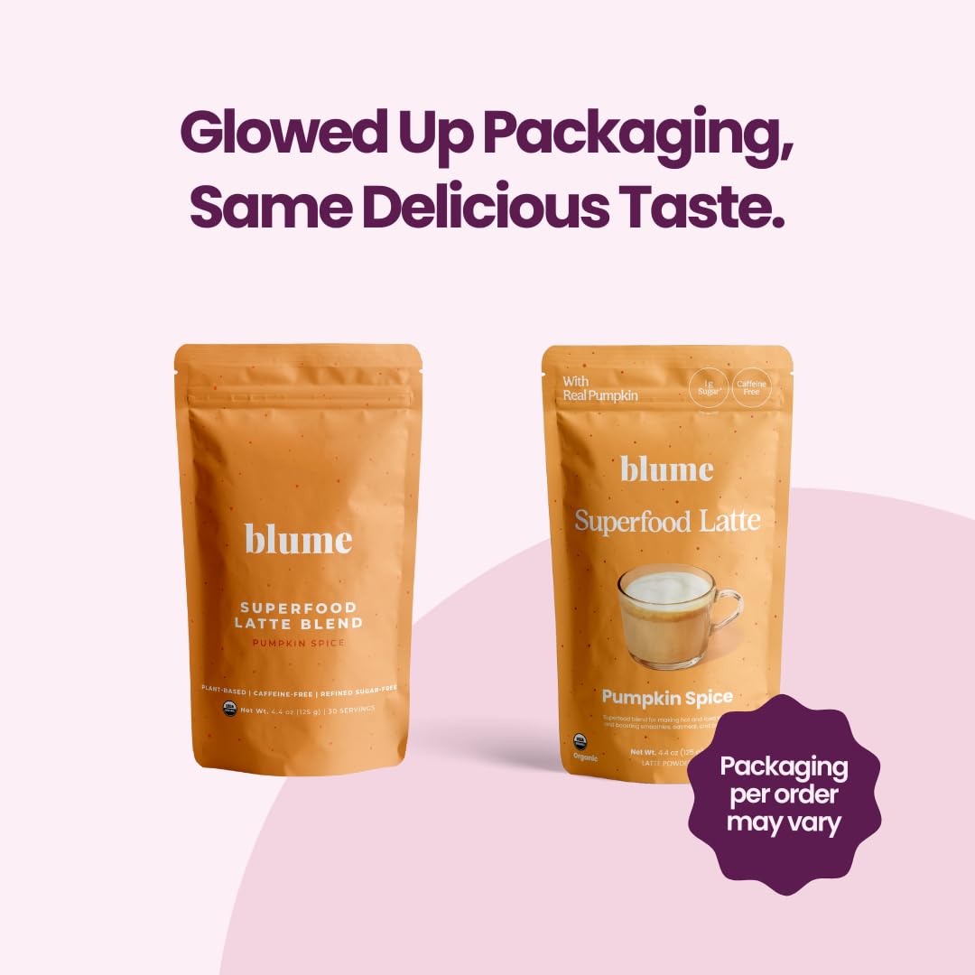 Blume Pumpkin Spice Latte - Superfoods Powdered Latte - Syrup Free, Organic & Vegan Latte - 30 Servings (125G)