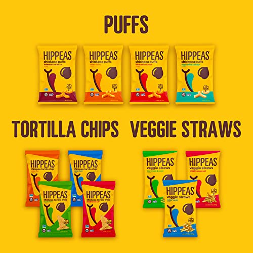 Hippeas Chickpea Puffs, Groovy White Cheddar, 0.8 Ounce (Pack of 30), 3g Protein, 2g Fiber, Vegan, Gluten-Free, Crunchy, Plant P