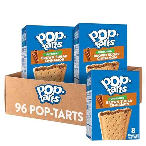 Pop-Tarts Toaster Pastries, Breakfast Foods, Kids Snacks, Unfrosted Brown Sugar Cinnamon (96 Pop-Tarts)