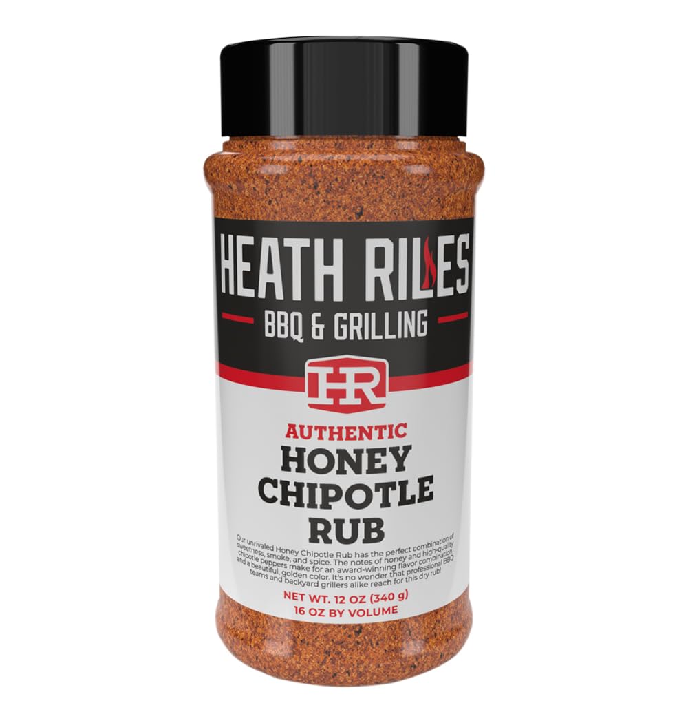 Heath Riles BBQ Rub - Honey Chipotle Seasoning, 12 oz, Light Brown, Champion Pitmaster Recipe for Smoking & Grilling