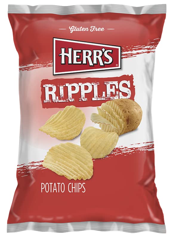 Herrs Ripple Potato Chips, 2.75 Ounce (Pack of 24 Bags) - Rippled Potato Chips Made for Dipping - Perfect for Parties and Gathe