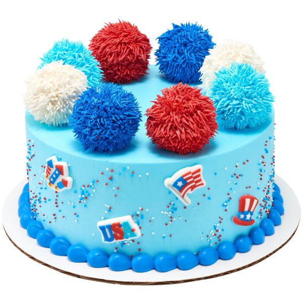 NCS USA Edible Sugar Cake Toppers - 12 Count, Red, White, Blue  , Flag, Hat