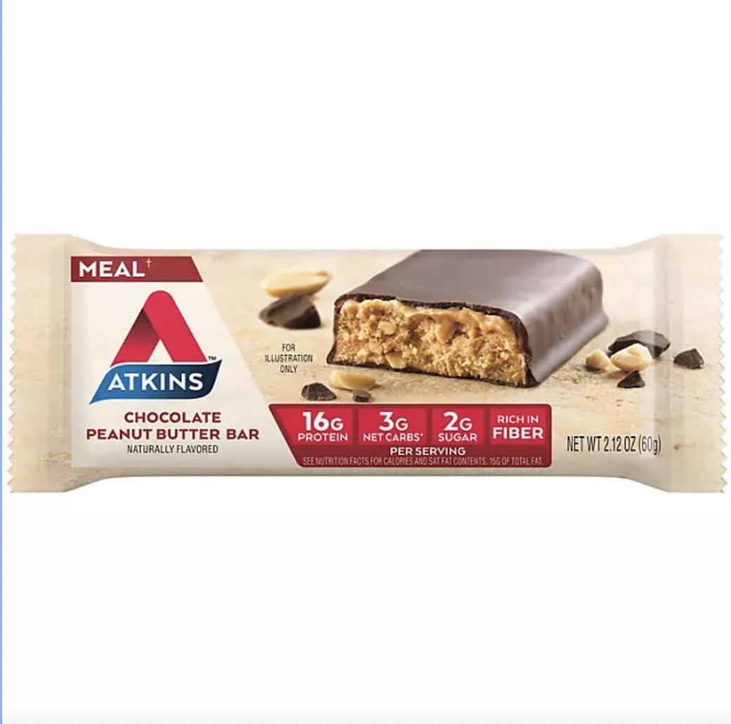 Atkins Meal Bar Chocolate Peanut Butter Pack (14 Count + 2 Bonus Bars)