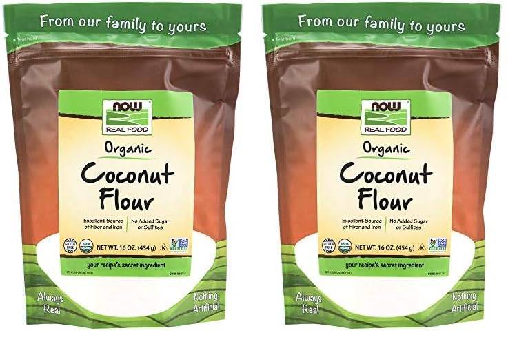 Now Foods, Organic Coconut Flour, Unsweetened, Excelent Source Of Fiber, No Added Sulfites, Certified Non-Gmo, 16-Ounce (Packagi