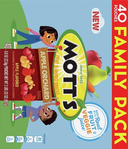 Motts Fruit Flavored Snacks, Apple Orchard, Gluten Free, 40 ct (Pack of 5)