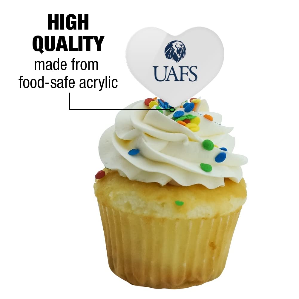 GRAPHICS & MORE Cupcake Toppers Set of 6 - University of Arkansas Fort Smith, Acrylic, Heart Love Design, One Size