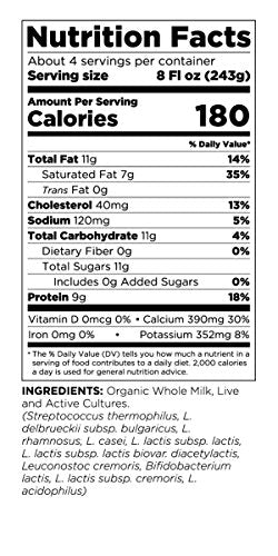 Maple Hill Crea mery, 100% Grass Fed Kefir, Plain, Organic 32 Ounce
