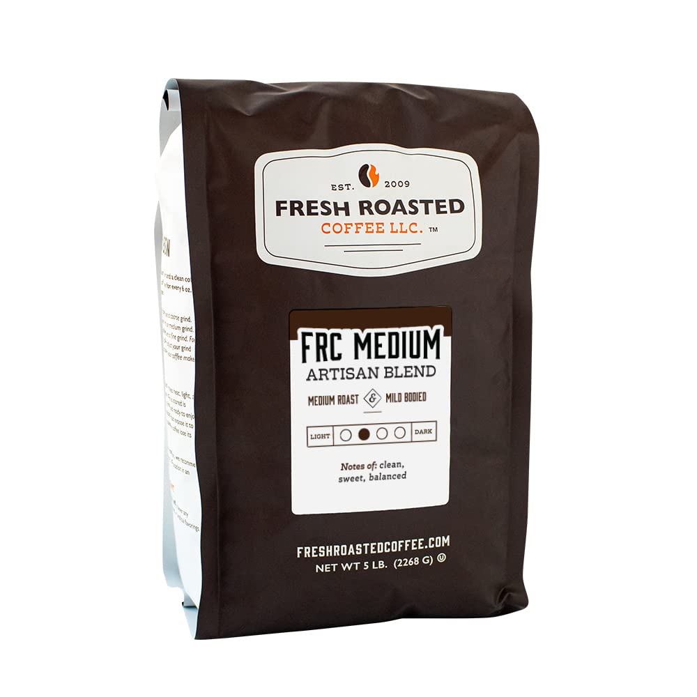 Fresh Roasted Coffee, Frc Medium Roast Blend, 5 Lb (80 Oz), Kosher, Whole Bean