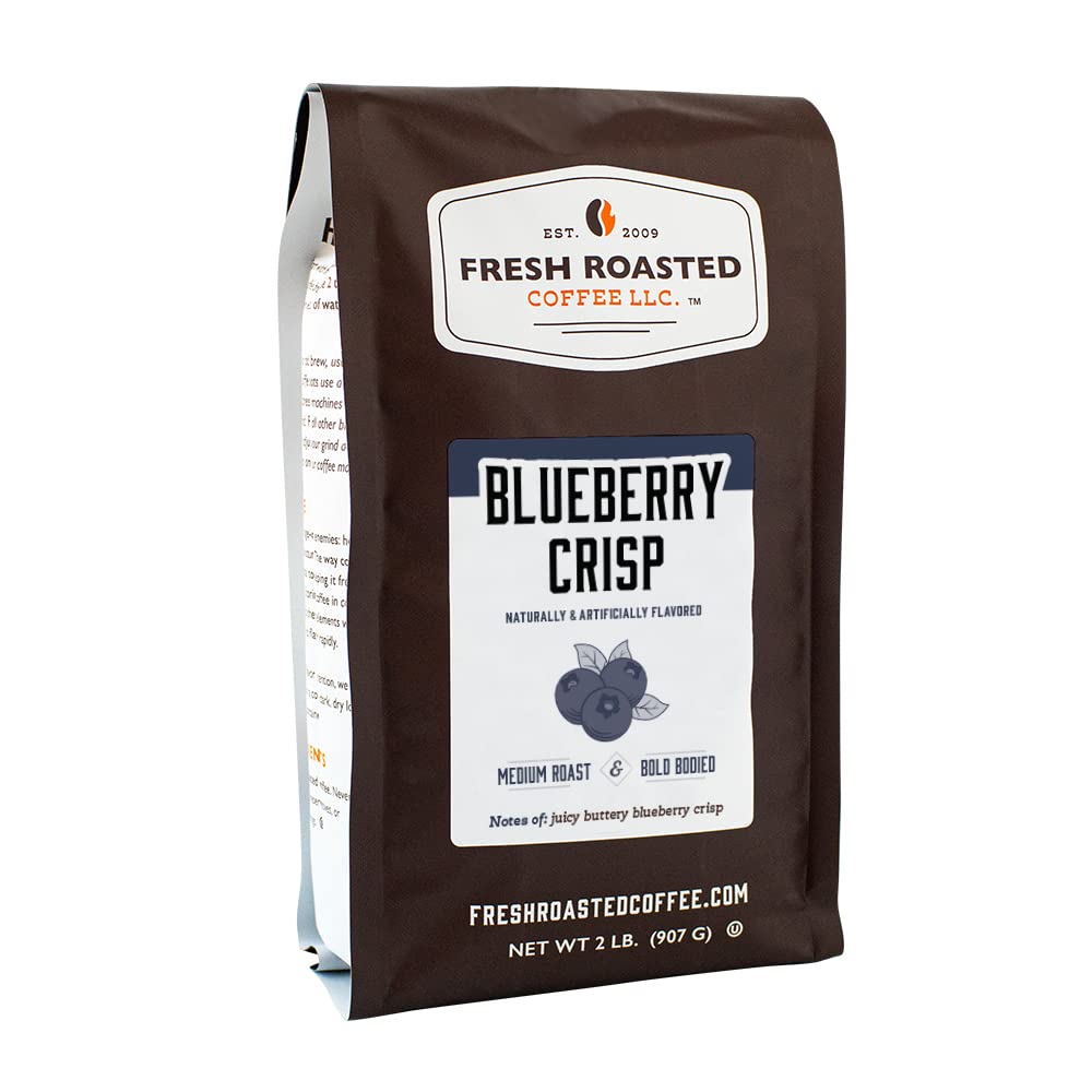 Fresh Roasted Coffee, Blueberry Crisp Flavored Coffee, 2 Lb (32 Oz), Medium Roast, Kosher, Ground