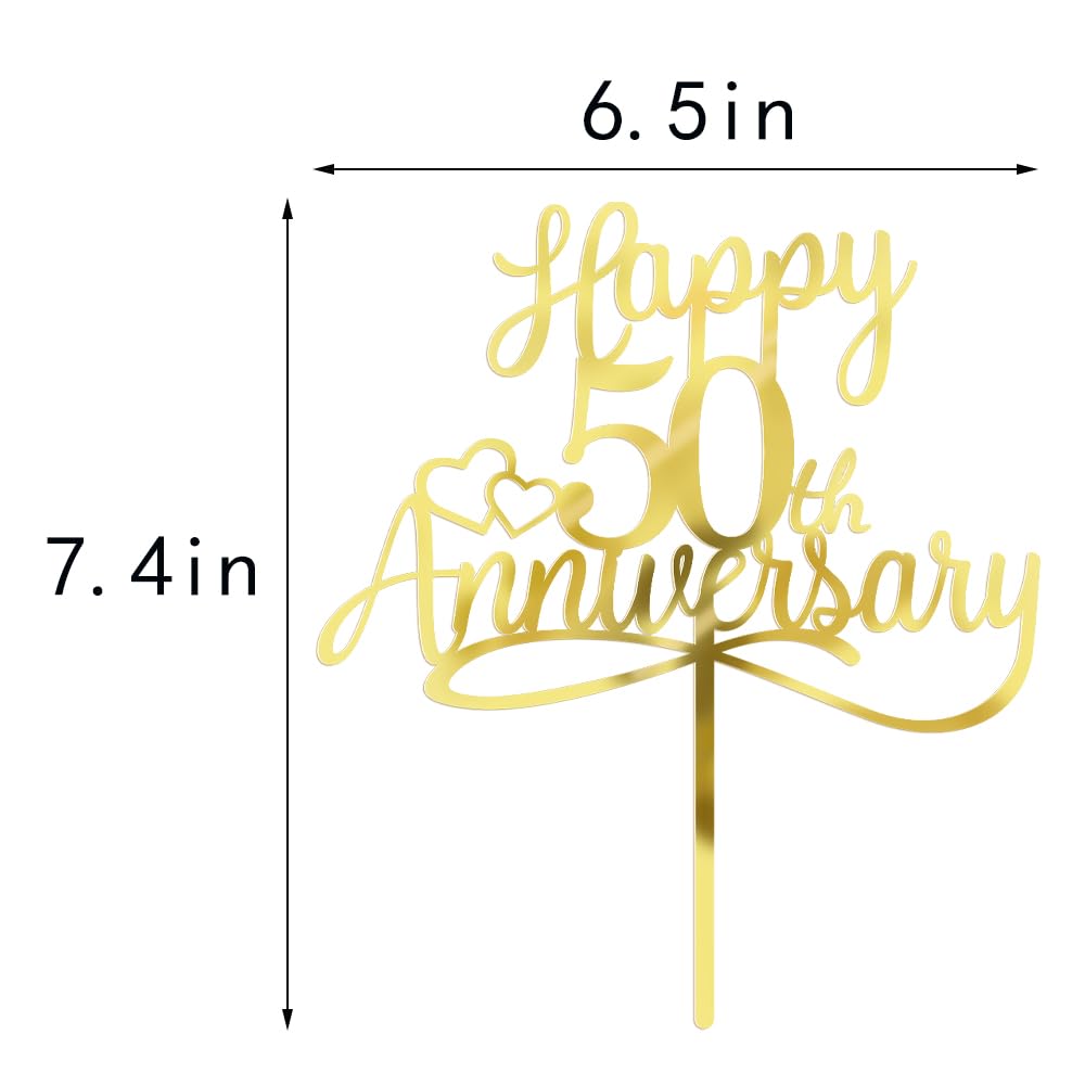 Sleyberoy Acrylic Happy 50Th Anniversary Cake Toppers -Wedding Anniversary Party Decorations, 50Th Wedding Anniversary, Company