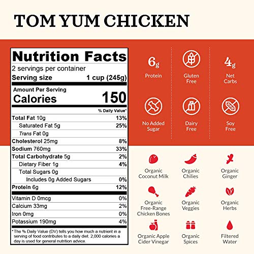 Kettle & Fire Tom Yum Chicken Bone Broth, 16.9 Oz