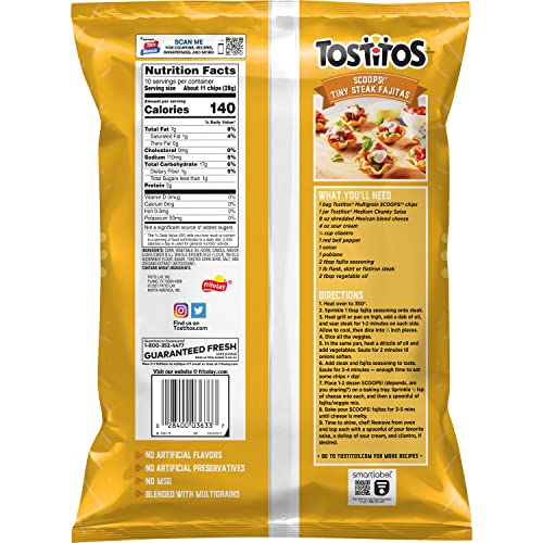 Tostitos Scoops! Multigrain Tortilla Chips, 10 Oz, Pack of 1, Model 028400036337