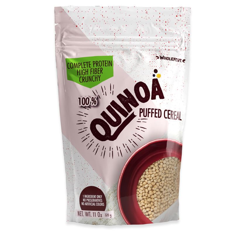 Puffed Quinoa Cereal + Nothing - Vegan - Gluten Free - Non-GMO - [11 oz] Try Quinoa Pops as Snacks - Cereal - Salad Topper for S