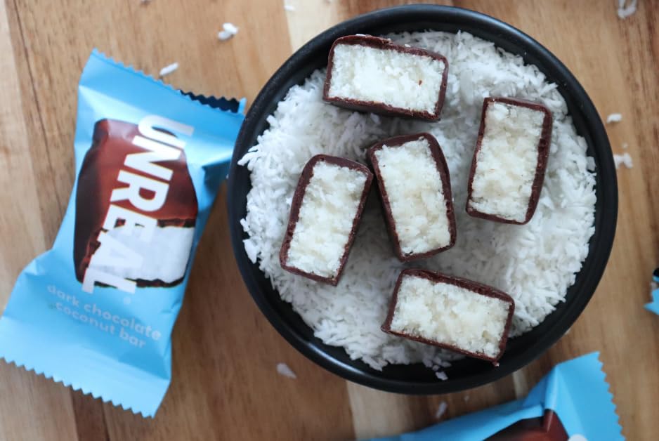 UNREAL Dark Chocolate Coconut Bars | Vegan, 3g Sugar, & 3 Simple Ingredients | Non-GMO, Gluten Free, & Fair Trade | 10oz Bag