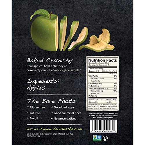 Bare Natural Apple Chips, Granny Smith, Gluten Free + Baked, Multi Serve Bag - 3.4 Oz (6 Count)