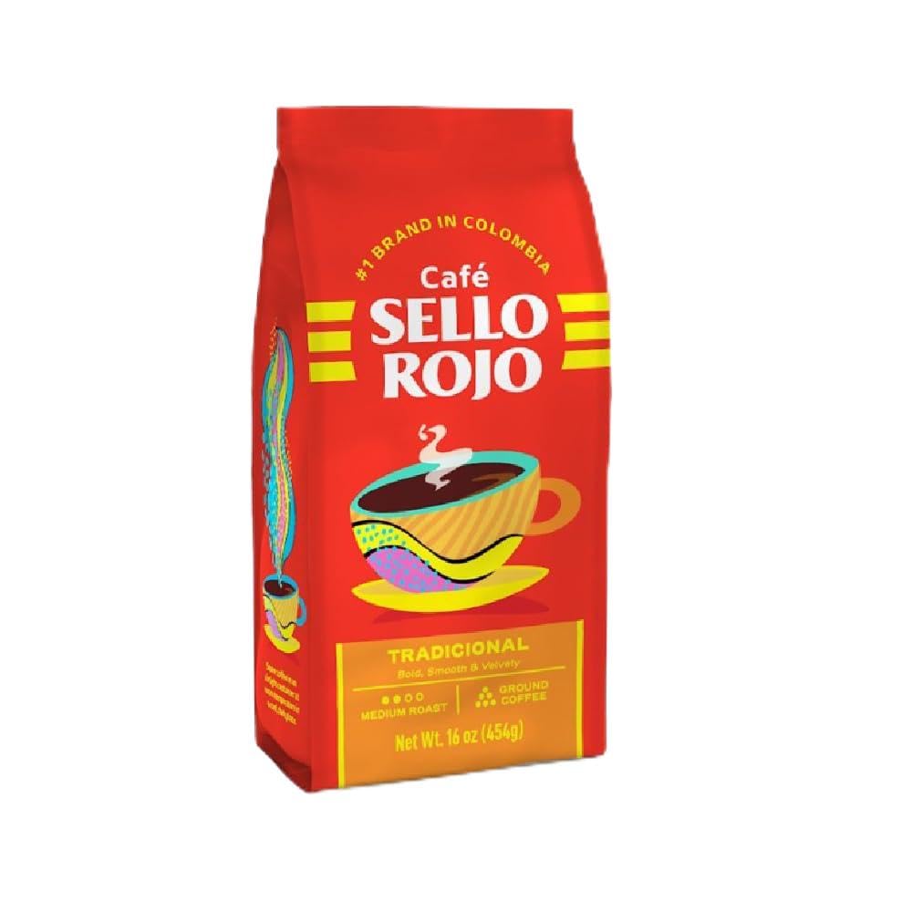 Sello Rojo Medium Roast Ground Coffee, 16 oz Bag, Pack of 5