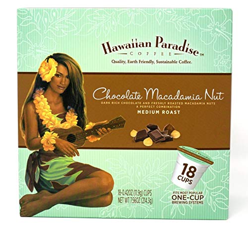 Hawaiian Paradise Coffee Single Serve Cups - Medium Roast - 18 Count - Compatible with Keurig K-Cup Brewers - Brown