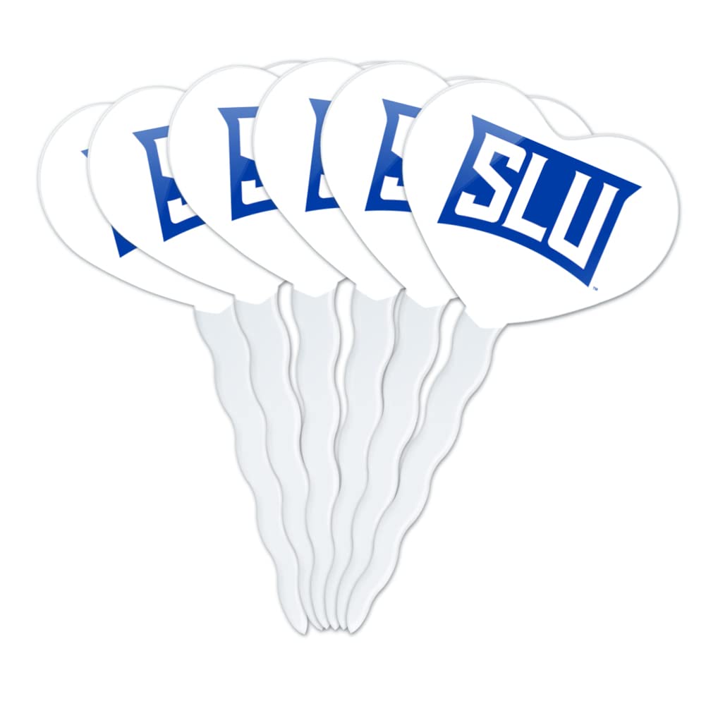 GRAPHICS & MORE Cupcake Picks Set of 6, Acrylic, Saint Louis University, Model CUPCAKE.HEART.CLCSLU.Z007804