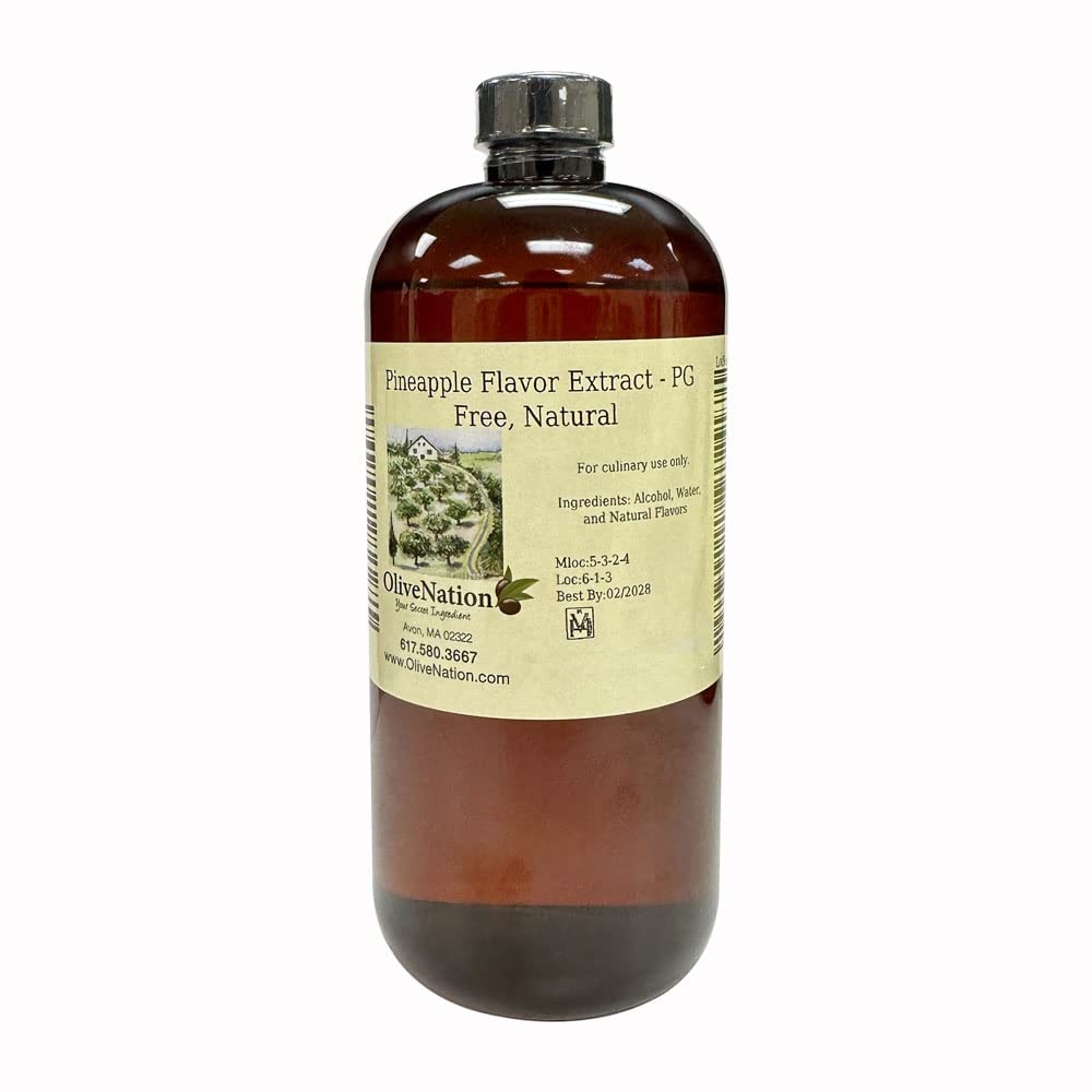 OLIVENATION Pineapple Extract, Natural Flavor for Baking & Beverages, Sugar Free, Non-GMO, Vegan, 5 Gal