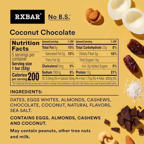 Rxbar - Protein Bar Coconut Chocolate - Case Of 6 - 5/1.83Oz