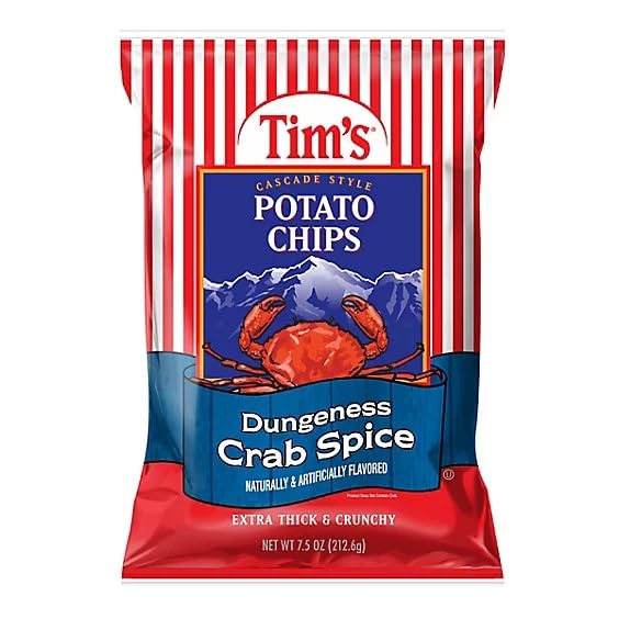 Tims Dungeness Crab Spice Chips - 7.5 Oz (Pack of 4)